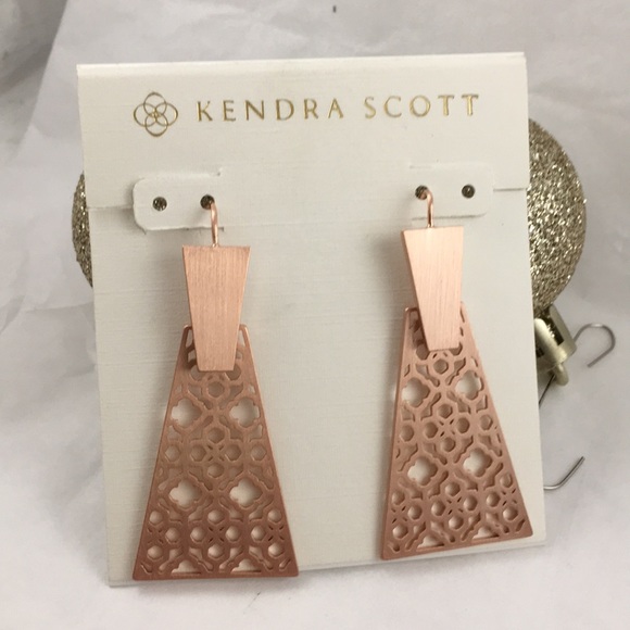 Kendra Scott Signed Keerti Drop Earrings Rose Gold